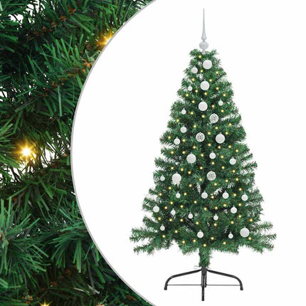 Konstgjord Förbelyst Julgran med 150 LED-lampor Grön 150 cm PVC