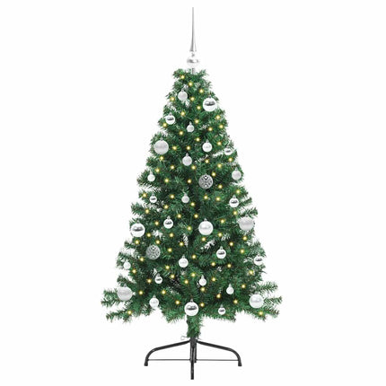 Konstgjord Förbelyst Julgran med 150 LED-lampor Grön 150 cm PVC