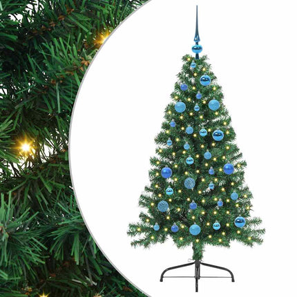 Konstgjord Förbelyst Julgran med 150 LED-lampor Grön 150 cm PVC