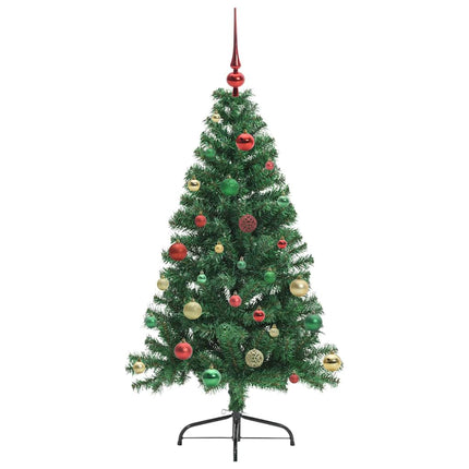 Konstgjord Förbelyst Julgran med 150 LED-lampor Grön 150 cm PVC