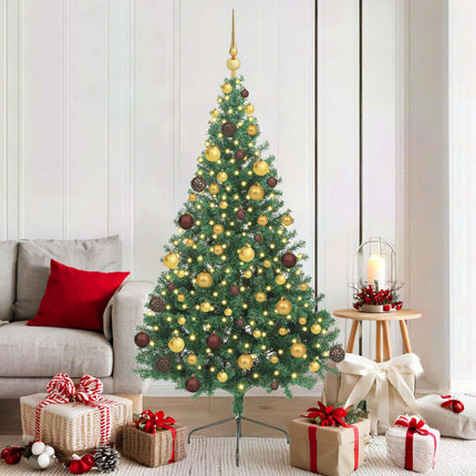 Konstgjord Förbelyst Julgran med 300 LED-lampor Grön 180 cm PVC