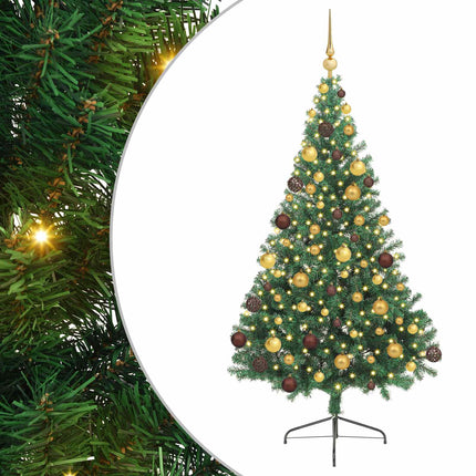 Konstgjord Förbelyst Julgran med 300 LED-lampor Grön 180 cm PVC