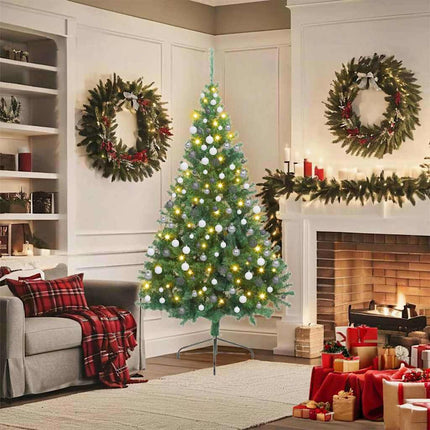 Konstgjord Förbelyst Julgran med 300 LED-lampor Grön 180 cm PVC
