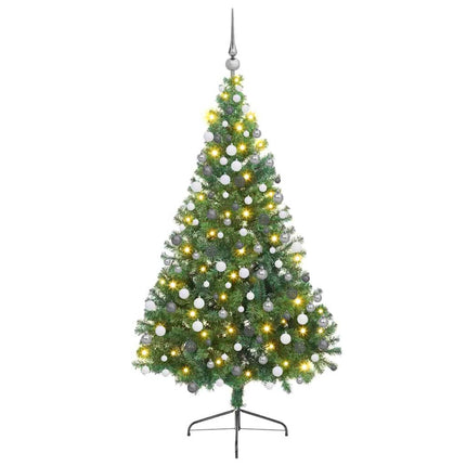 Konstgjord Förbelyst Julgran med 300 LED-lampor Grön 180 cm PVC