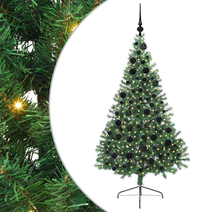 Konstgjord Förbelyst Julgran med 300 LED-lampor Grön 180 cm PVC