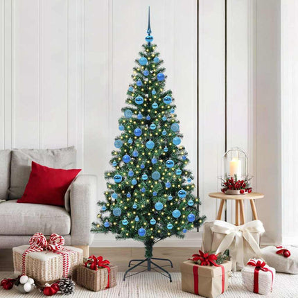 Konstgjord Förbelyst Julgran med 300 LED-lampor Grön 180 cm PVC