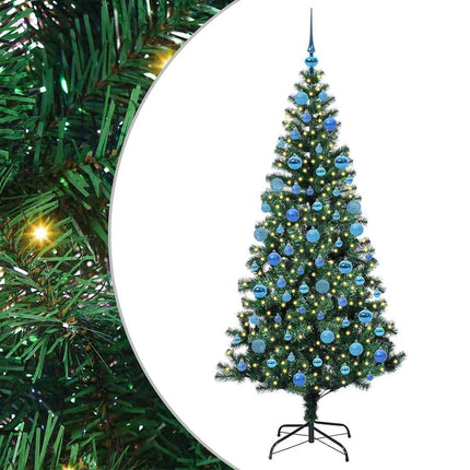 Konstgjord Förbelyst Julgran med 300 LED-lampor Grön 180 cm PVC