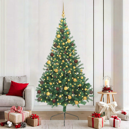 Konstgjord Förbelyst Julgran med 300 LED-lampor Grön 210 cm PVC