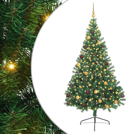 Konstgjord Förbelyst Julgran med 300 LED-lampor Grön 210 cm PVC