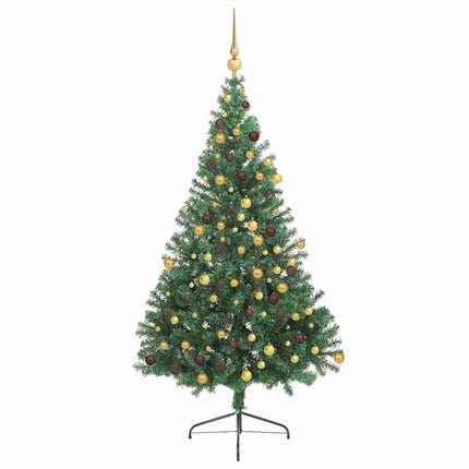 Konstgjord Förbelyst Julgran med 300 LED-lampor Grön 210 cm PVC