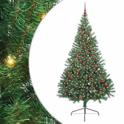 Konstgjord Förbelyst Julgran med 300 LED-lampor Grön 210 cm PVC