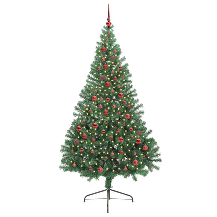 Konstgjord Förbelyst Julgran med 300 LED-lampor Grön 210 cm PVC