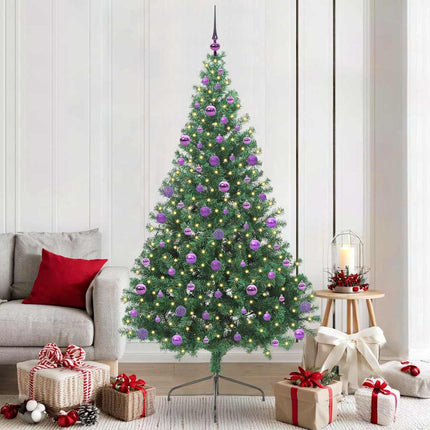 Konstgjord Förbelyst Julgran med 300 LED-lampor Grön 210 cm PVC