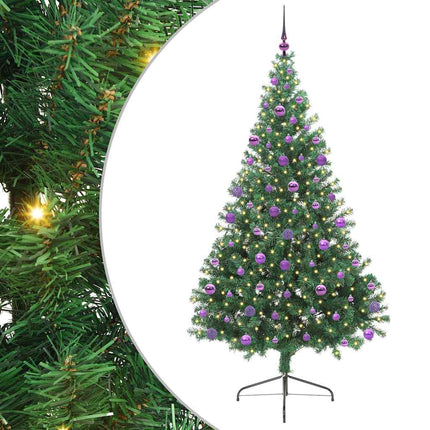 Konstgjord Förbelyst Julgran med 300 LED-lampor Grön 210 cm PVC