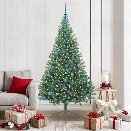 Konstgjord Förbelyst Julgran med 300 LED-lampor Grön 210 cm PVC