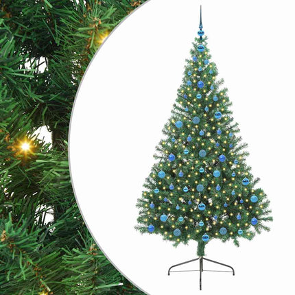 Konstgjord Förbelyst Julgran med 300 LED-lampor Grön 210 cm PVC