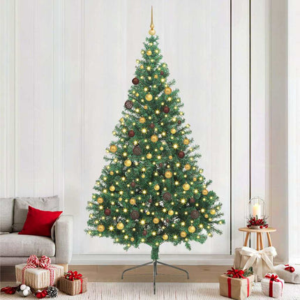 Konstgjord Förbelyst Julgran med 300 LED-lampor Grön 240 cm PVC