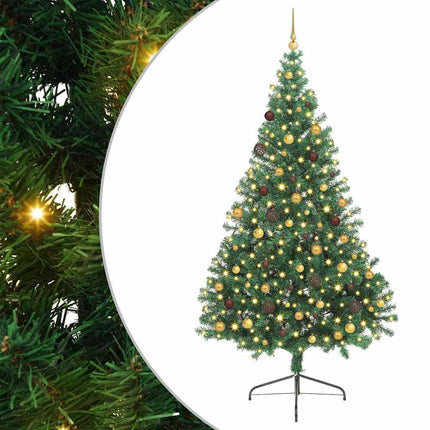 Konstgjord Förbelyst Julgran med 300 LED-lampor Grön 240 cm PVC