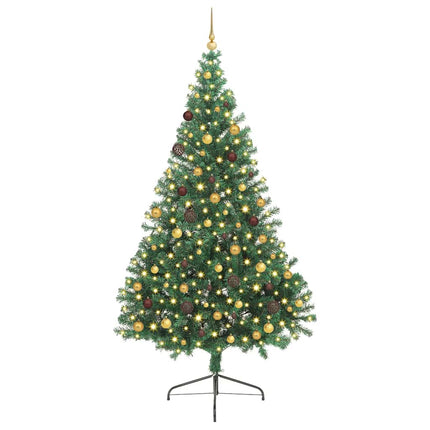 Konstgjord Förbelyst Julgran med 300 LED-lampor Grön 240 cm PVC