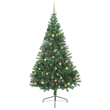 Konstgjord Förbelyst Julgran med 300 LED-lampor Grön 240 cm PVC