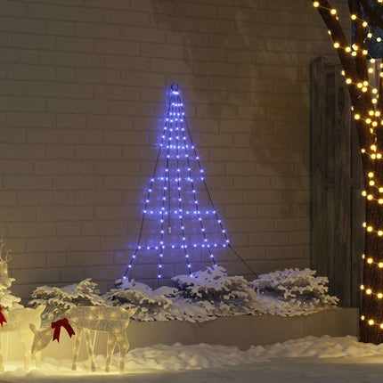 LED Julgran med markspikar med 112 LED-lampor Blå 182 cm Metall