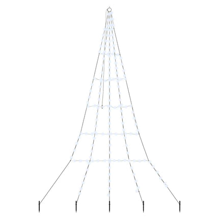 LED Julgran med markspikar med jordspikar Kallvit 306 cm Metall