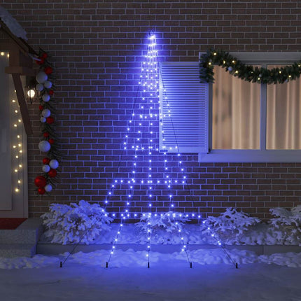 LED Julgran med markspikar med 168 LED-lampor Blå 306 cm Metall