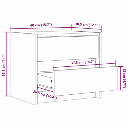 Sängbord med låda Vaxbrun 40 x 30.5 x 35.5 cm Furuträ
