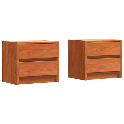 Sängbord med låda 2 pcs Vaxbrun 40 x 30.5 x 35.5 cm Furuträ