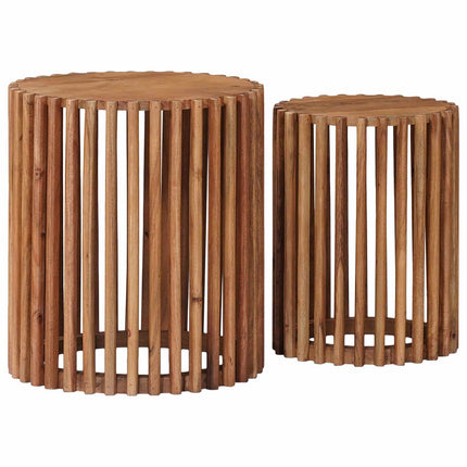 Handgjord Sidobord Sats 2 pcs Teakbrun 40 x 40 x 45 cm