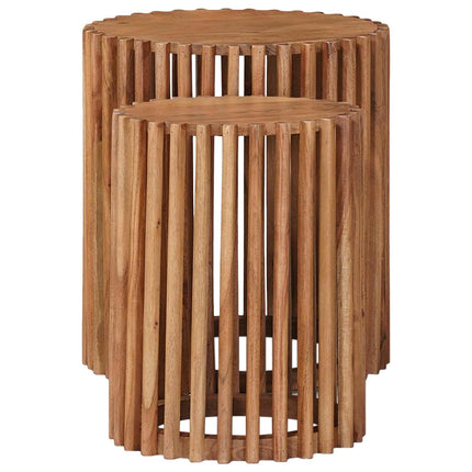 Handgjord Sidobord Sats 2 pcs Teakbrun 40 x 40 x 45 cm