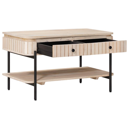 Handgjort Soffbord Vit 85 x 45 x 50 cm Massivt mangoträ
