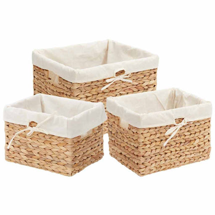 Förvaringskorgar 3 pcs Naturfärg Vattenhyacint