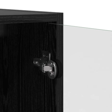 Skåp 2 pcs Svart Ek 68 x 37 x 142 cm Konstruerat trä