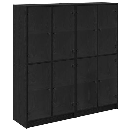 Skåp 2 pcs Svart Ek 68 x 37 x 142 cm Konstruerat trä