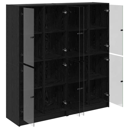 Skåp 2 pcs Svart Ek 68 x 37 x 142 cm Konstruerat trä