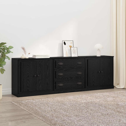 Skåp 3 pcs Svart ek 210 x 35,5 x 67,5 cm Konstruerat trä