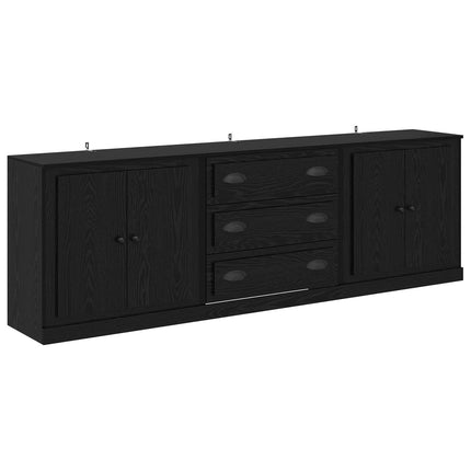 Skåp 3 pcs Svart ek 210 x 35,5 x 67,5 cm Konstruerat trä