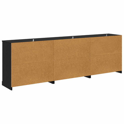 Skåp 3 pcs Svart ek 210 x 35,5 x 67,5 cm Konstruerat trä