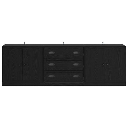 Skåp 3 pcs Svart ek 210 x 35,5 x 67,5 cm Konstruerat trä