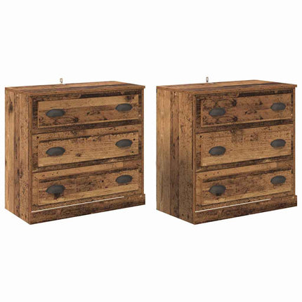 Skåp 2 pcs Gammalt trä 70 x 35,5 x 67,5 cm Konstruerat trä