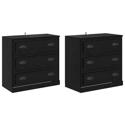 Skåp 2 pcs Svart Ek 70 x 35,5 x 67,5 cm Konstruerat trä
