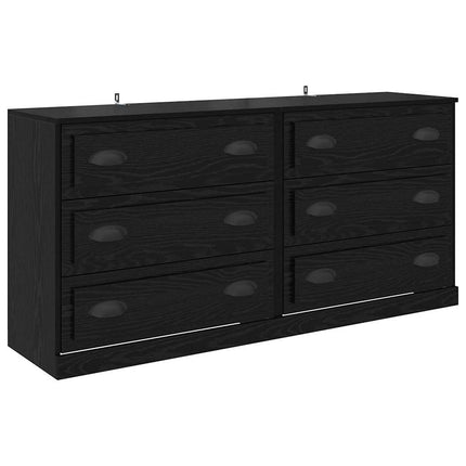Skåp 2 pcs Svart Ek 70 x 35,5 x 67,5 cm Konstruerat trä