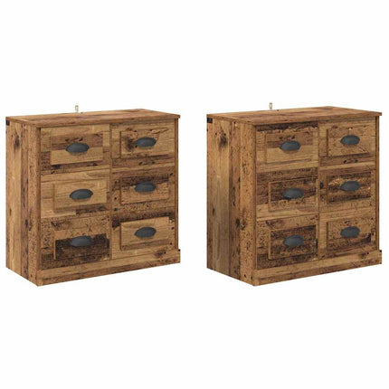 Skåp 2 pcs Gammalt trä 70 x 35,5 x 67,5 cm Konstruerat trä