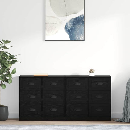 Skåp 2 pcs Svart Ek 70 x 35,5 x 67,5 cm Konstruerat trä