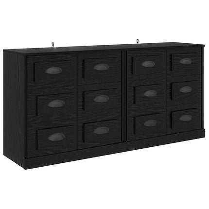Skåp 2 pcs Svart Ek 70 x 35,5 x 67,5 cm Konstruerat trä