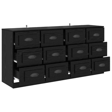 Skåp 2 pcs Svart Ek 70 x 35,5 x 67,5 cm Konstruerat trä