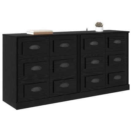 Skåp 2 pcs Svart Ek 70 x 35,5 x 67,5 cm Konstruerat trä