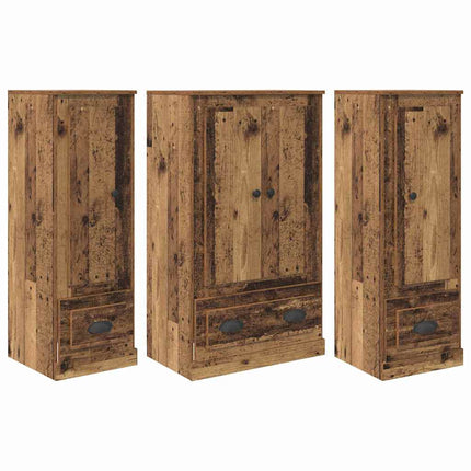 Skåp med låda 3 pcs Gammalt trä Konstruerat trä