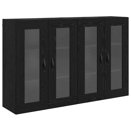 Väggskåp 2 pcs Svart Ek 69,5 x 34 x 90 cm Konstruerat trä